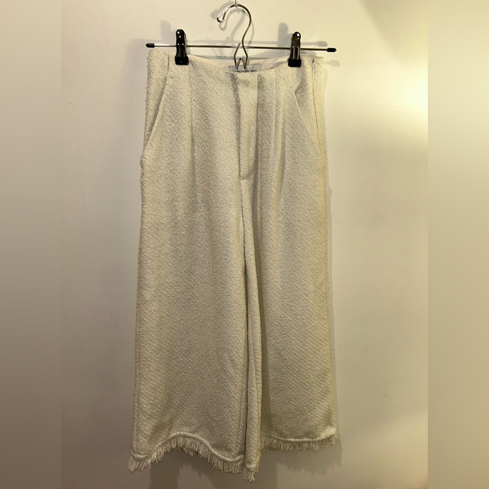 Something Navy Cropped White Wide leg pants